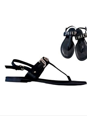 NEW! JUICY COUTURE Rhinestone T-strap Flat Sandals.